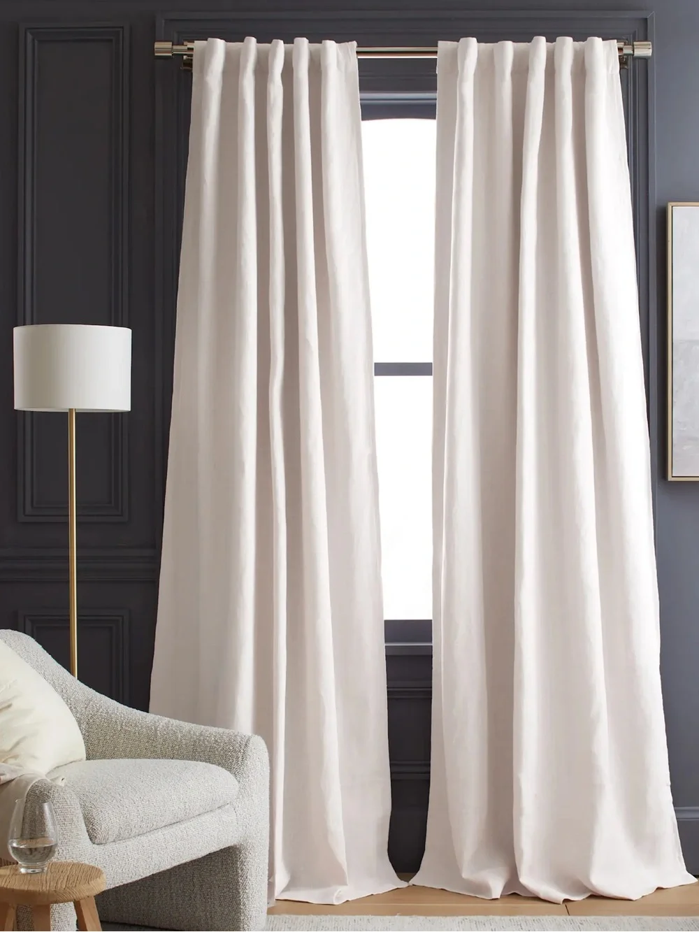 NWT QUINCE Set 2 48x84 Heavyweight European Linen Room Darkening Curtains 0241